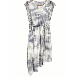 Chelsea & Violet Purple Ruffle Abstract Boho Midi Dress Size S